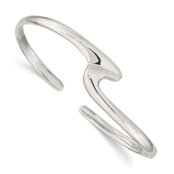 925 Sterling Silver Polished Fancy Cuff Bangle Bracelet