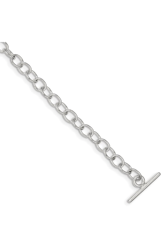 925 Sterling Silver Polished Fancy Link Toggle Bracelet-Link-Bracelet for Women - 8.1 Grams