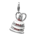 thumbnail image 1 of 925 Sterling Silver Polished Fancy Lobster Closure 3-D Enameled Wedding Cake With Lobster Clasp Charm 28x14mm Pendant Ne, 1 of 2