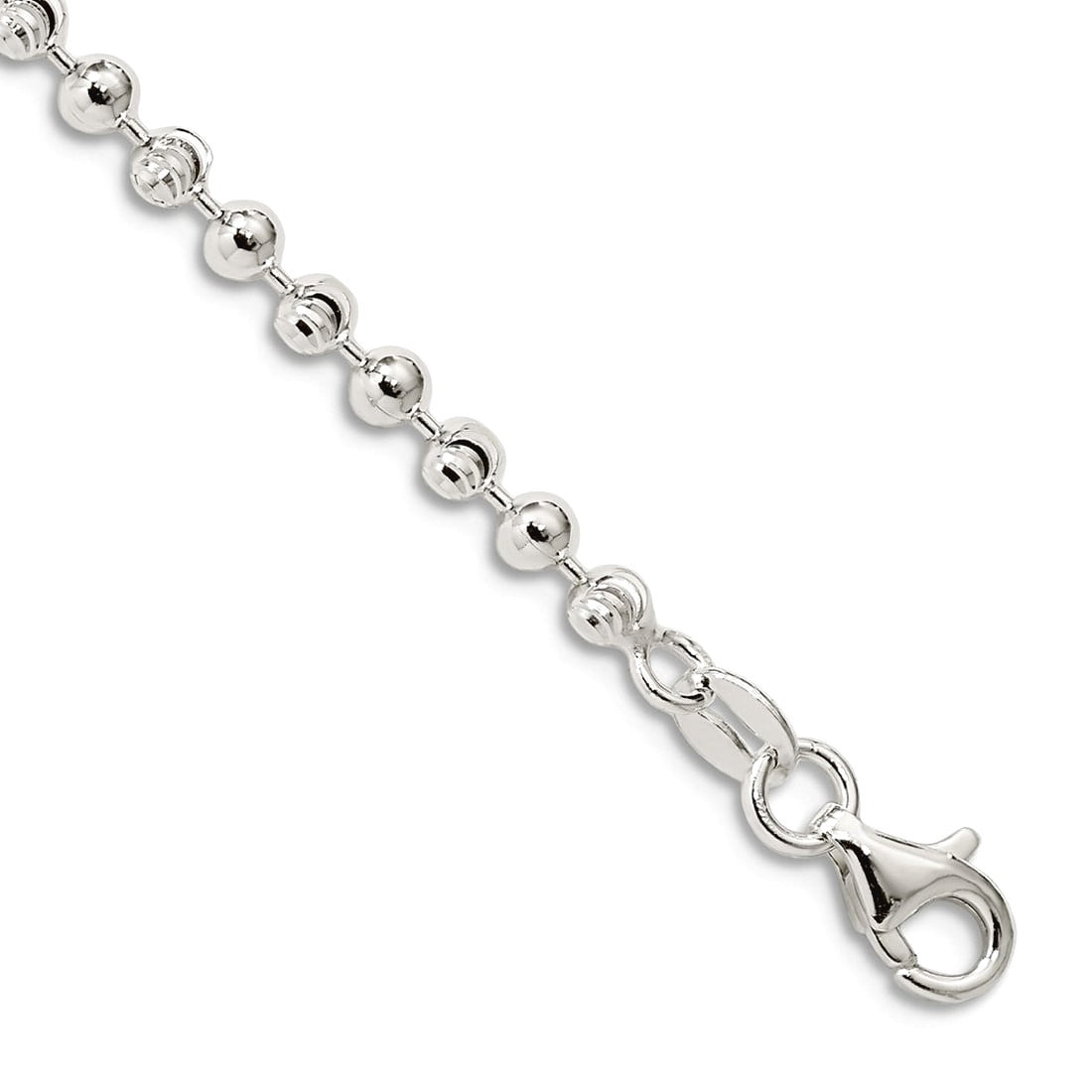 925 Sterling Silver Polished Fancy Lobster Closure 3mm Bead Anklet 10 Inch Anklet for Women