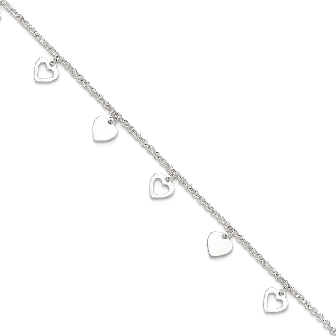 925 Sterling Silver Polished Fancy Lobster Closure Anklet 10 Inch Lobster Claw 6mm Wide Anklet for Women