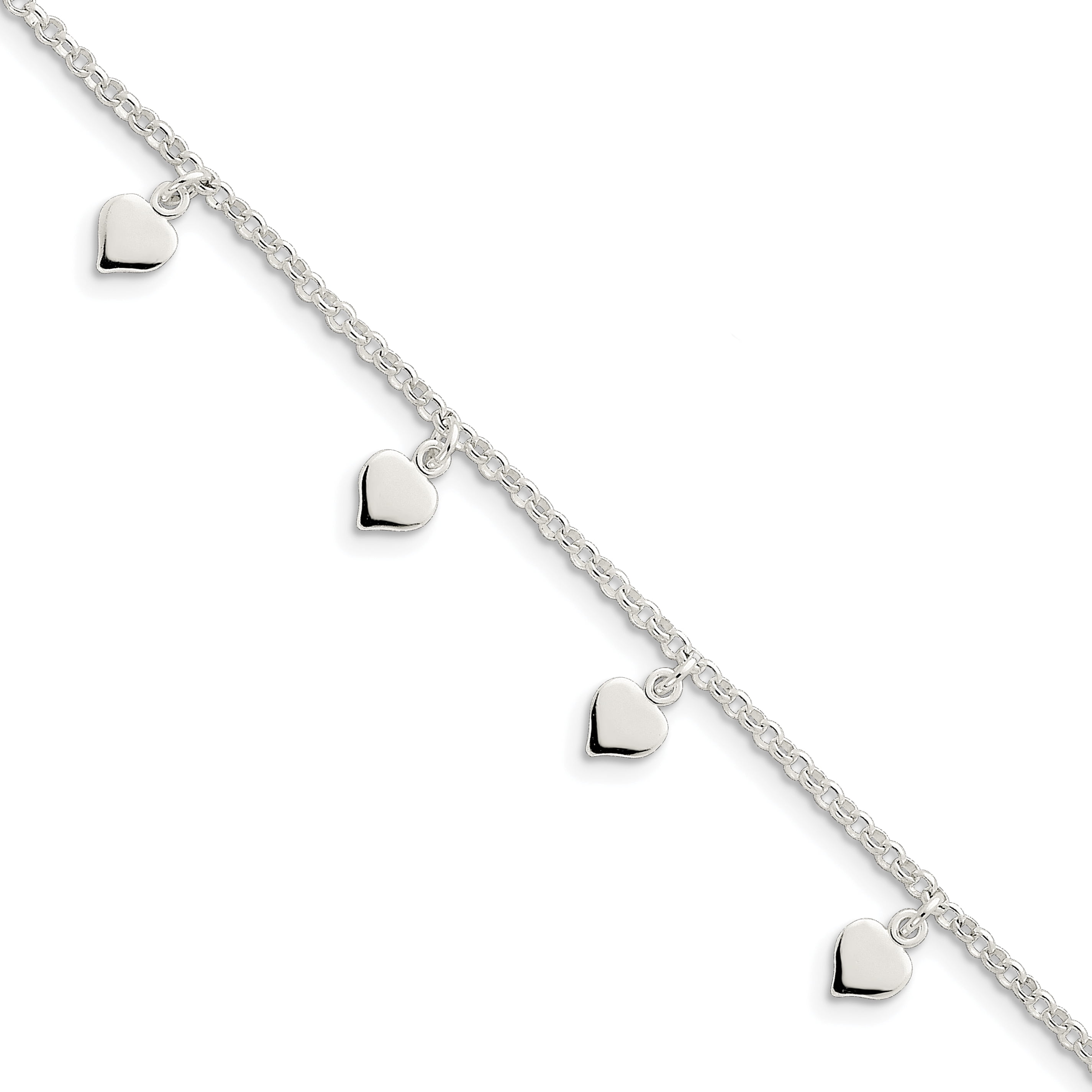 925 Sterling Silver Polished Fancy Lobster Closure Anklet 10 Inch Lobster Claw 6mm Wide Anklet for Women