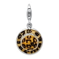 thumbnail image 1 of 925 Sterling Silver Polished Fancy Lobster Closure Click-on Cubic Zirconia Enamel Leopard Hat Charm 26x14mm Pendant Neck, 1 of 2