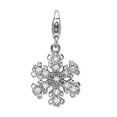 thumbnail image 1 of 925 Sterling Silver Polished Fancy Lobster Closure Glass Stone Snowflake With Lobster Clasp Charm 29x15mm Pendant Neckla, 1 of 2