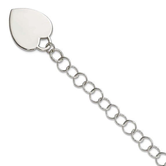 925 Sterling Silver Polished Fancy Lobster Closure Round Link Bracelet 7.25 Inch Lobster Claw 15.5mm Wide Link Bracelet