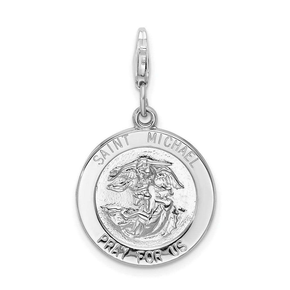 Sterling Silver Saint Michael Medal With Lobster Clasp Charm - Measures 31x18mm