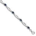 thumbnail image 1 of 925 Sterling Silver Polished Fancy Lobster Closure Sapphire and Diamond Bracelet Measures 3mm Wide - Link Bracelet for W, 1 of 2
