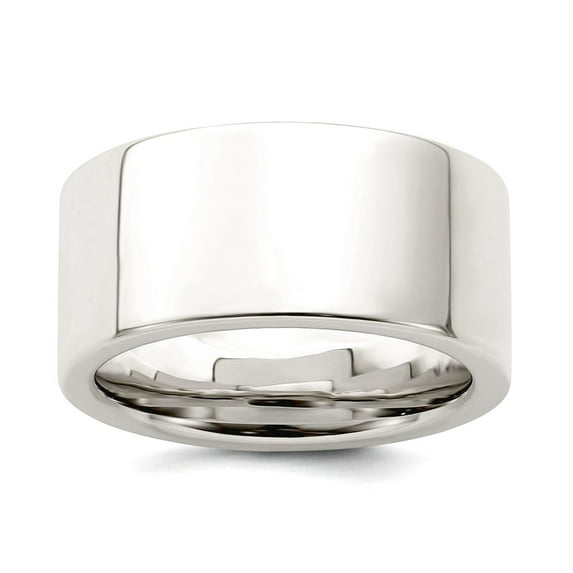 925 Sterling Silver Polished Flat Band 10mm Comfort-Fit Flat Size 10 Band Ring Ring for Women and Men