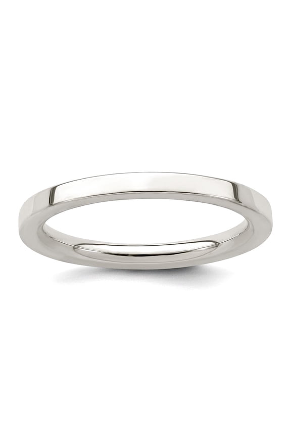 925 Sterling Silver Polished Flat Band 2mm Comfort-Fit Flat Size 11 Band Ring Ring for Women and Men
