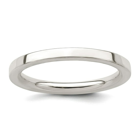 925 Sterling Silver Polished Flat Band 2mm Comfort-Fit Flat Size 5.5 Band Ring Ring for Women and Men