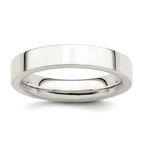 925 Sterling Silver Polished Flat Band 4mm Comfort-Fit Flat Size 10.5 Band Ring Ring for Women and Men