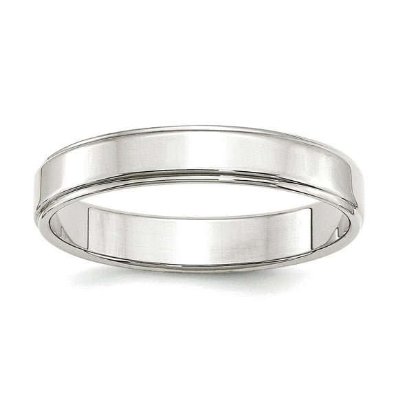 925 Sterling Silver Polished Flat Band 4mm Flat With Step Edge Size 6 Band Ring Ring for Women and Men