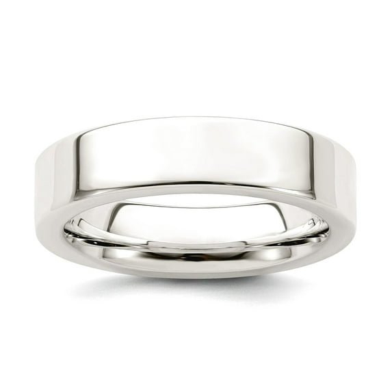 925 Sterling Silver Polished Flat Band 5mm Comfort-Fit Flat Size 9.5 Band Ring Ring for Women and Men