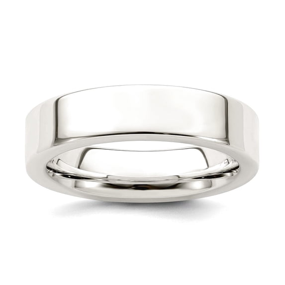 925 Sterling Silver Polished Flat Band 5mm Comfort-Fit Flat Size 9 Band Ring Ring for Women and Men