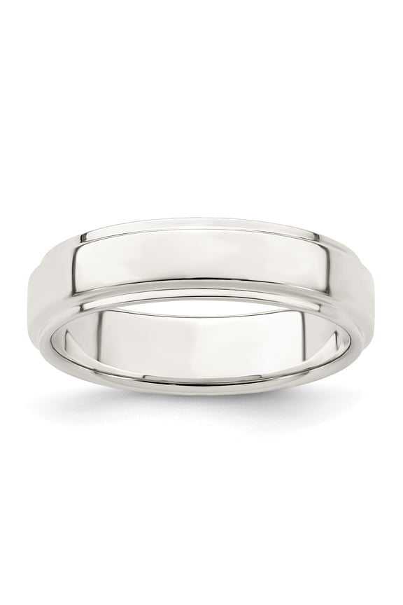 925 Sterling Silver Polished Flat Band Engravable 5mm Flat With Step Edge Size 12.5 Band Ring Jewelry Gifts for Women