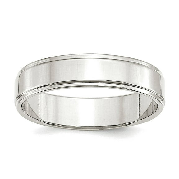 925 Sterling Silver Polished Flat Band 5mm Flat With Step Edge Size 13 Band Ring Ring for Women and Men