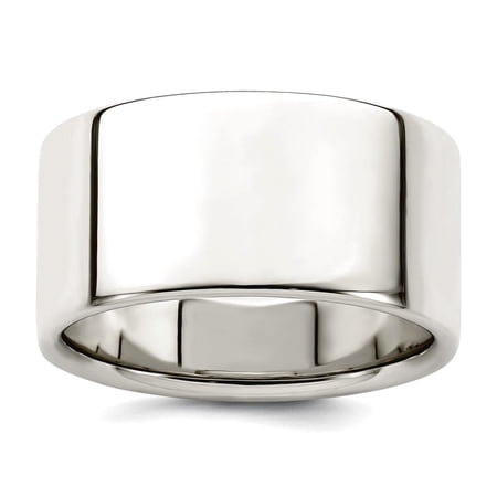 925 Sterling Silver Polished Flat Band Lightweight 10mm Flat Size 5 Band Ring Ring for Women and Men