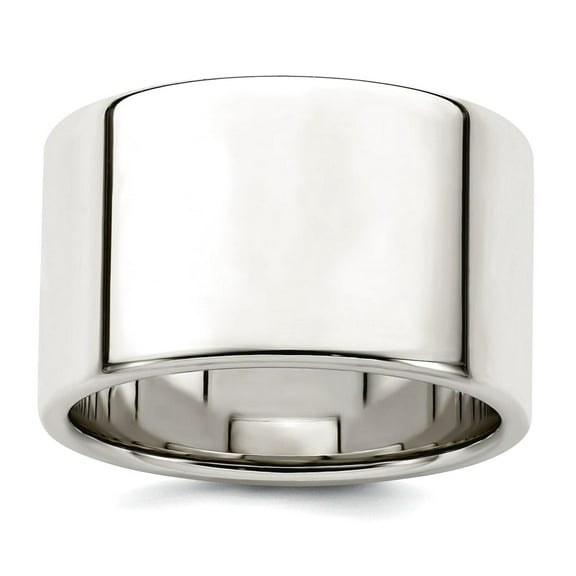 925 Sterling Silver Polished Flat Band Lightweight 12mm Flat Size 10 Band Ring Ring for Women and Men