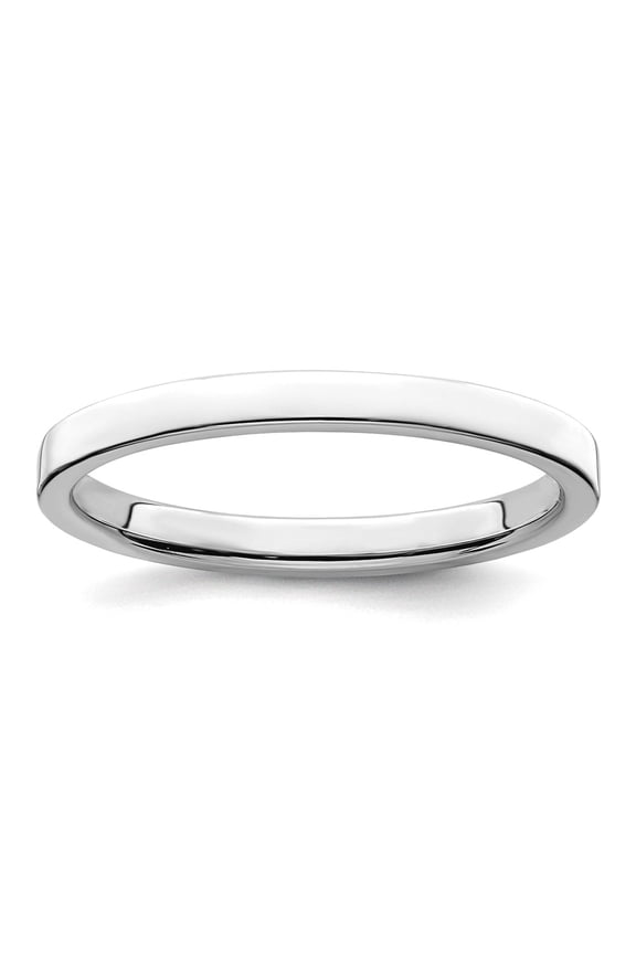 925 Sterling Silver Polished Flat Band Lightweight 2mm Flat Size 7 Band Ring Ring for Women and Men