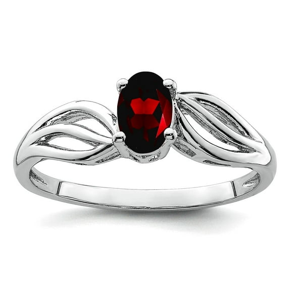 925 Sterling Silver Polished Garnet Ring Size 7 Ring for Women - .58 cwt