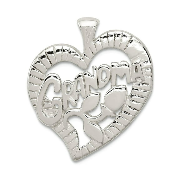 925 Sterling Silver Polished Grandma Charm 20x22mm Wide Pendant Necklace for Women - 1.8 Grams