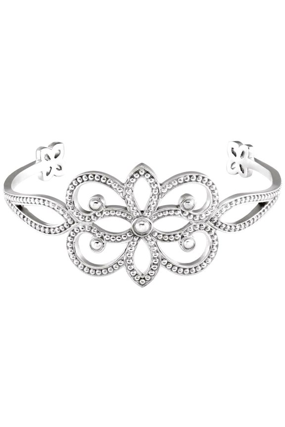 925 Sterling Silver Polished Granuled Metl Fashion Bracelet Link Bracelet for Women - 16.5 Grams