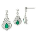 thumbnail image 1 of 925 Sterling Silver Polished Green Agate Pendant and Post Earrings Set; for Adults and Teens; for Women and Men, 1 of 4