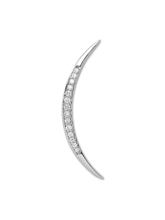 925 Sterling Silver Polished Hidden bail Cubic Zirconia Celestial Moon Pendant Necklace 35x3mm Wide Pendant for Women