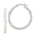 thumbnail image 1 of 925 Sterling Silver Polished Hinged Hoop Earrings 32x32mm Wide 4mm Thick Hoop Earring for Women, 1 of 2