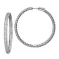 thumbnail image 1 of 925 Sterling Silver Polished Hinged hoop 1.25 inch diameter Cubic Zirconia Hoop Earrings 48x4mm Wide 4mm Thick Hoop Earr, 1 of 2