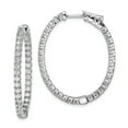 thumbnail image 1 of Sterling Silver Rhodium Plated With Cubic Zirconia Hinged Oval Hoop Earrings - Measures 33x27mm Wide, 1 of 2