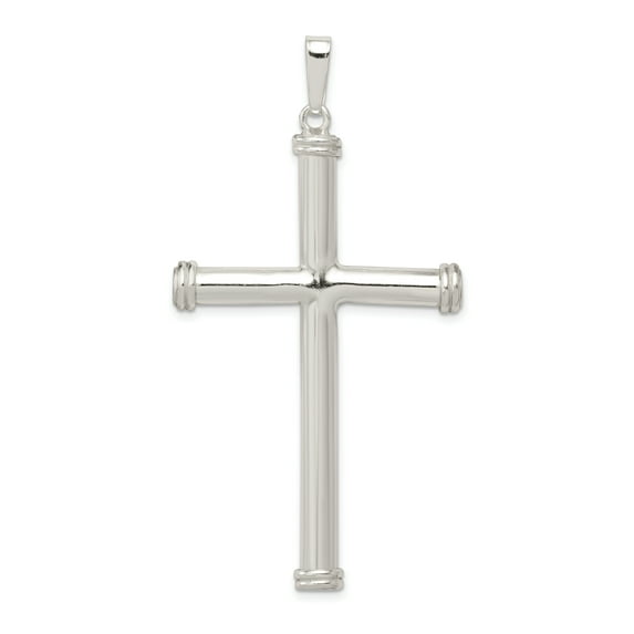 925 Sterling Silver Polished Hollow Cross Shaped Pendant