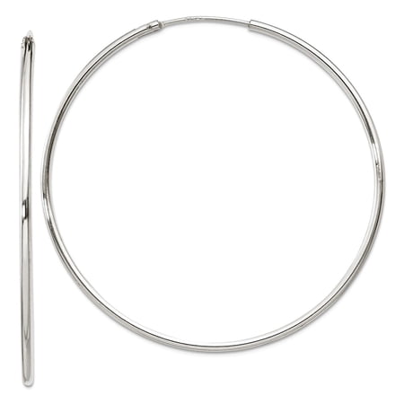925 Sterling Silver Polished Hollow tube 1.3mm Hoop Earrings 46x46mm Wide 1.3mm Thick Hoop Earring for Women