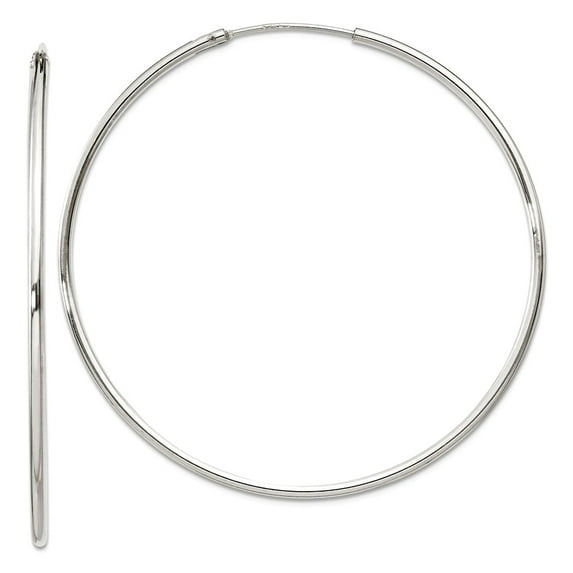 925 Sterling Silver Polished Hollow tube 1.3mm Hoop Earrings 46x46mm Wide 1.3mm Thick Hoop Earring for Women