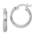 thumbnail image 1 of 925 Sterling Silver Polished Hollow tube Hinged post Satin Finished Sparkle Cut Hoop Earrings Measures 19x17mm Wide 2.5m, 1 of 2