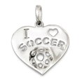 thumbnail image 1 of 925 Sterling Silver Polished I Love Soccer Heart Pendant Necklace 29x23mm Wide Pendant for Women, 1 of 2