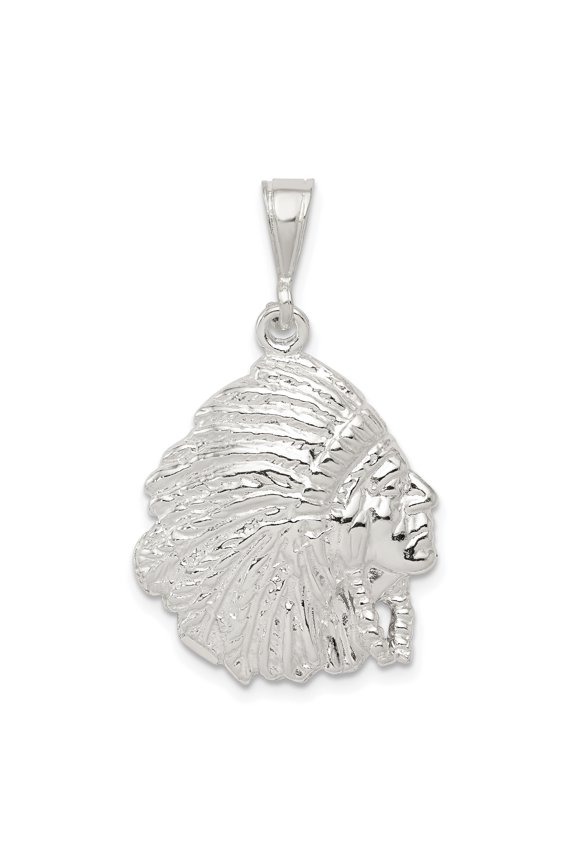 925 Sterling Silver Polished Indian Man Shaped Pendant