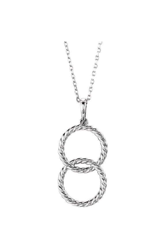 925 Sterling Silver Polished Interlocking Circle Rope Necklace Pendant Necklace for Women
