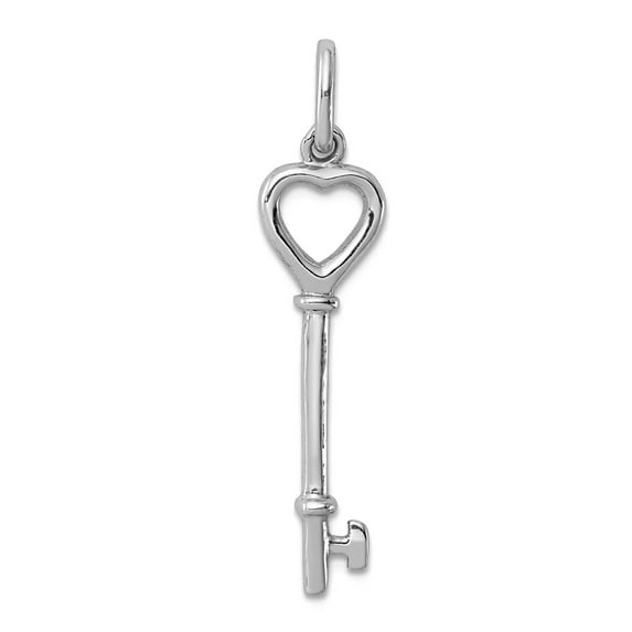 925 Sterling Silver Polished Key Pendant Necklace 35x8mm Wide Pendant for Women - 1.1 Grams