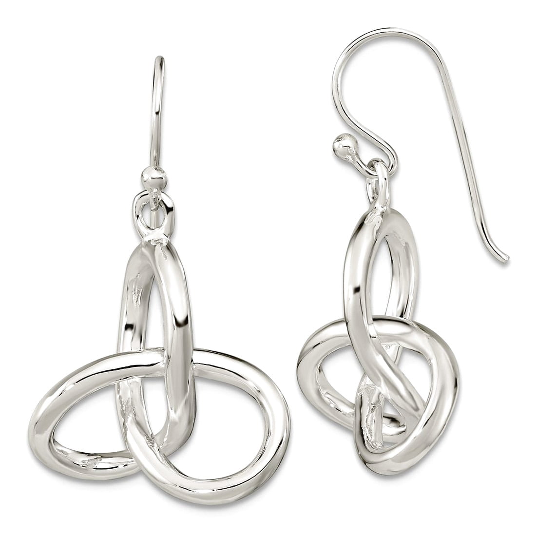 925 Sterling Silver Polished Knot Dangle Shephard Hook Earrings 31.43x19.23mm Wide Dangle Earring for Women