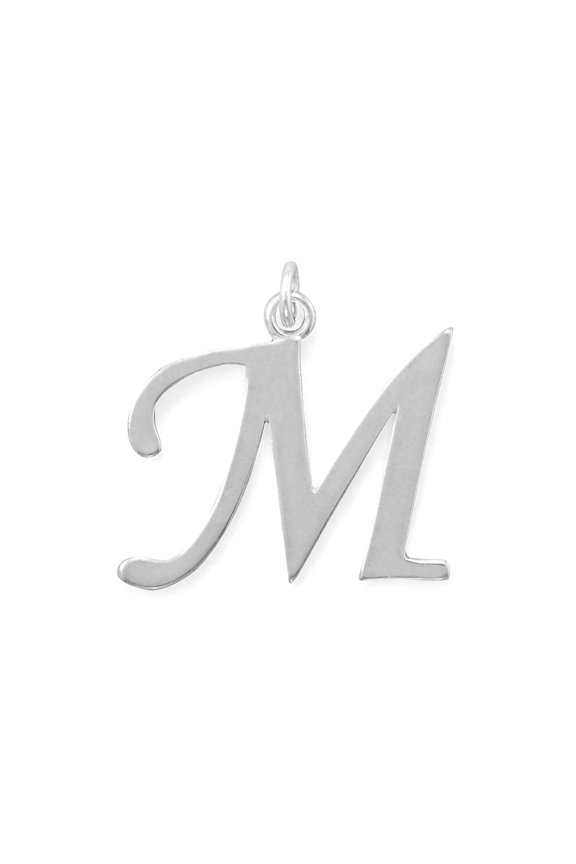 925 Sterling Silver Polished Letter M Initial Pendant Necklace Pendants M 25mm X 25.5mm Pendant for Women