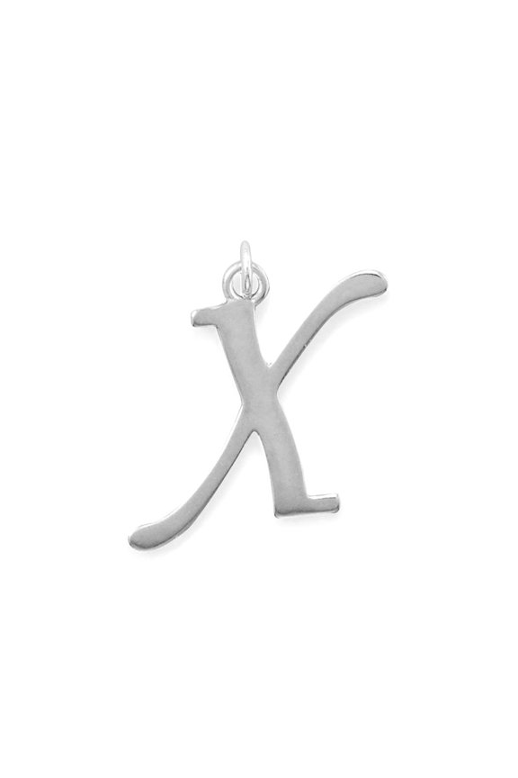 925 Sterling Silver Polished Letter X Initial Pendant Necklace Pendants X 23.9mm X 25.4mm Pendant for Women