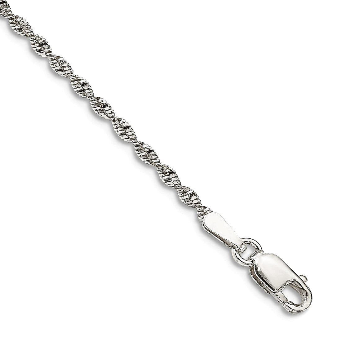 925 Sterling Silver Polished Lobster Claw Closure 1.65mm Twisted Herringbone Chain Bracelet 7 Inch Link Bracelet for Wom