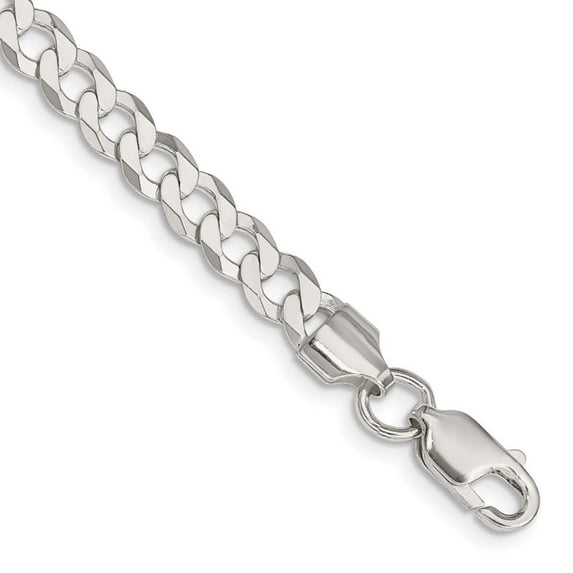 Primal Silver Sterling Silver 5.75mm Close Link Flat Curb Chain Bracelet