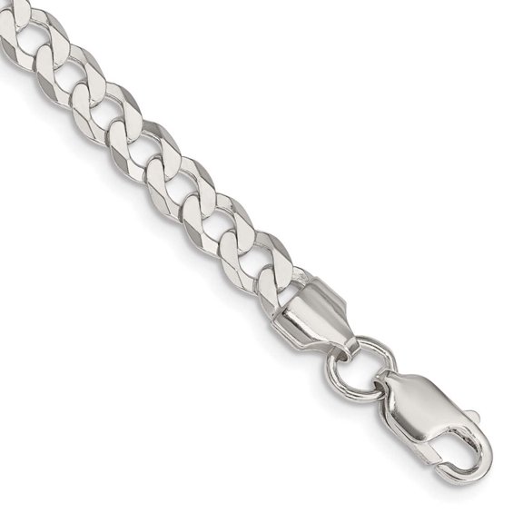 Primal Silver Sterling Silver 5.75mm Close Link Flat Curb Chain Bracelet