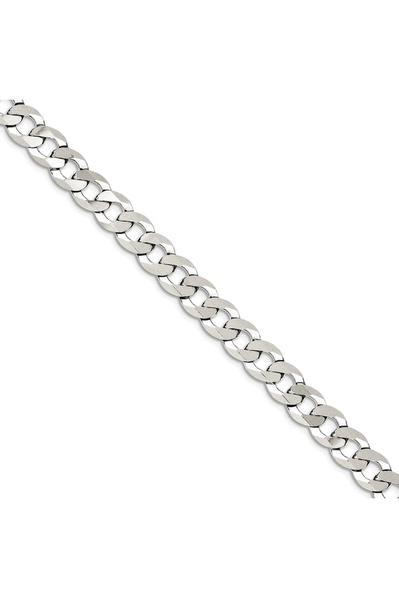 925 Sterling Silver Polished Lobster Claw Closure 6.8mm Close Link Flat Curb Chain Bracelet 8 Inch Link Bracelet for Wom