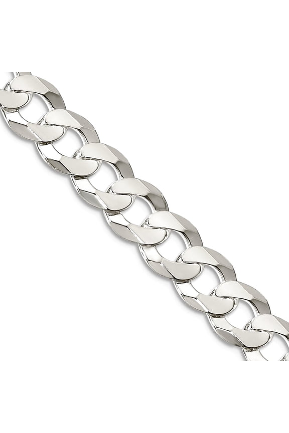 925 Sterling Silver Polished Lobster Claw Closure 8.5mm Close Link Flat Curb Chain Necklace 20 Inch Chain Necklace for W