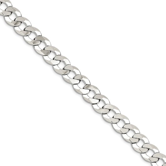 925 Sterling Silver Polished Lobster Claw Closure 8mm Close Link Flat Curb Chain Bracelet 9 Inch Link Bracelet for Women