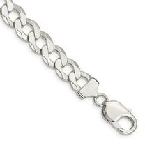 Primal Silver Sterling Silver 9.75mm Close Link Flat Curb Chain Bracelet