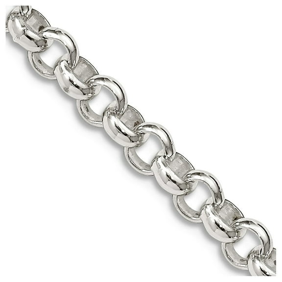 925 Sterling Silver Polished Lobster Claw Closure Rhodium Plated 4.75mm Half Round Belcher Bracelet 7 Inch Link Bracelet